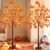 TURNMEON Thanksgiving Decorations 2 Pack 4 Ft Prelit Lighted Fall Maple Tree with Remote Control Timer 3D Patented Pumpkin Lights 96LED Warm Lights 8 Modes Acorns Thanksgiving Decor Indoor Outdoor