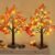 TURNMEON 2 Pack 22 Inch Prelit Fall Maple Tree Thanksgiving Decorations with 48 LEDs Timer Battery Operated Lighted Pumpkins 12 Acorn Tabletop Home